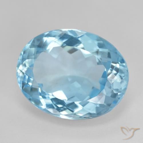 Topacio Azul Suizo natural de 18.70 ct, Ovalada, VVS-VS