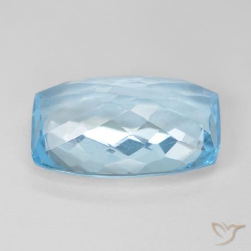 Topacio Azul Suizo natural de 11.64 ct, Forma Cojín, VVS-VS