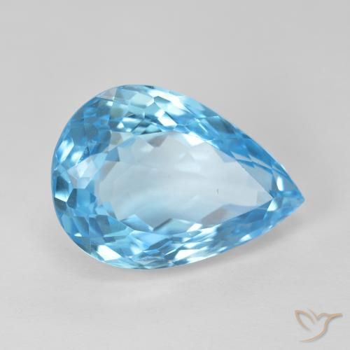 Topacio Azul Suizo natural de 13.59 ct, En forma de pera, VVS-VS