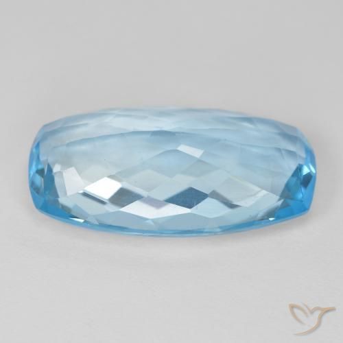 Topacio Azul Suizo natural de 15.21 ct, Corte Cojín, VVS-VS