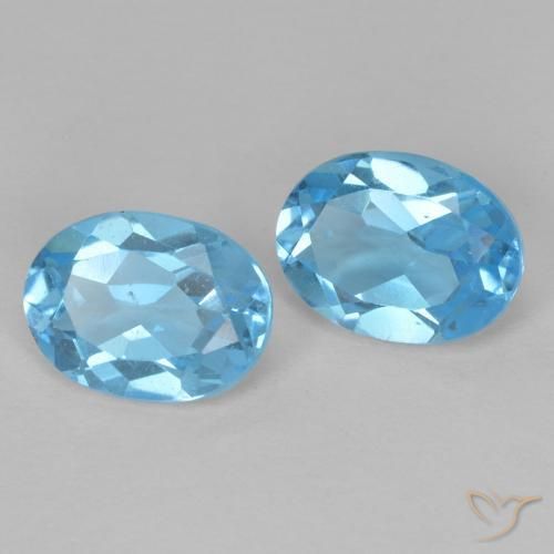 Gemas de Topacio Azul Suizo natural de 3.06 ct, Ovalada, VVS-VS