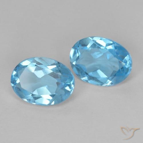 Gemas de Topacio Azul Suizo natural de 2.95 ct, Ovalada, VVS-VS