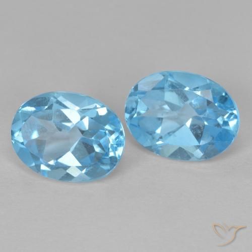 Gemas de Topacio Azul Suizo natural de 3.38 ct, Ovalada, VVS-VS