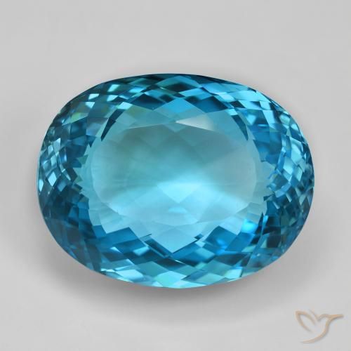 123.63ct Natural Azul Suizo Topacio, Ovalada, VVS