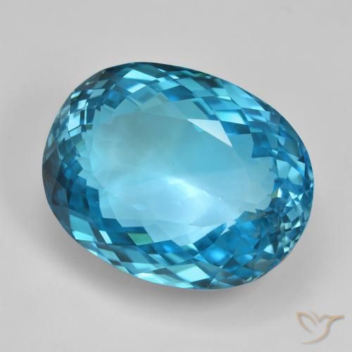 Topacio Azul Suizo natural de 123.63 ct, Ovalada, VVS