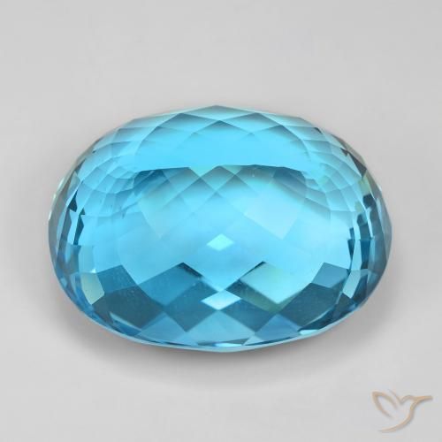 Topacio Azul Suizo natural de 123.63 ct, Ovalada, VVS
