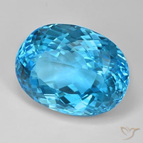 Topacio Azul Suizo natural de 121.30 ct, Ovalada, VVS
