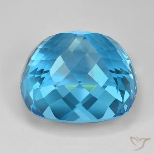 Topacio Azul Suizo natural de 103.31 ct, Corte Cojín, VVS