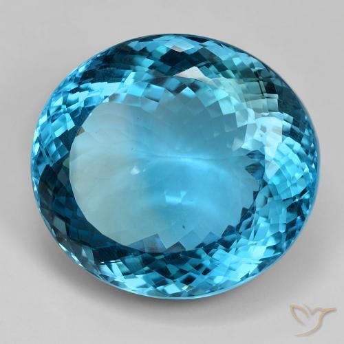 Topacio Azul Londres natural de 88.10 ct, Ovalada, IF