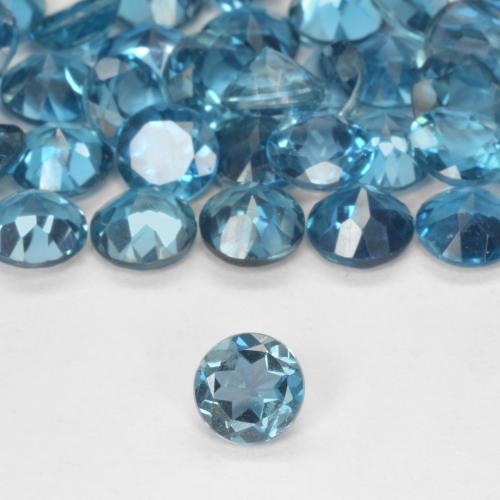 Topacio Azul Londres natural de 0.55 ct, Redondo, VS
