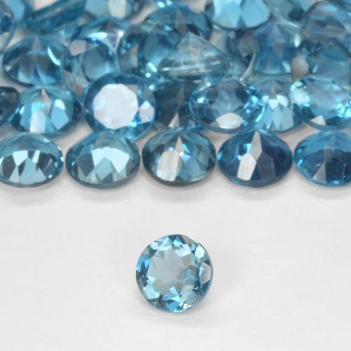 Topacio Azul Londres natural de 0.55 ct, Redondo, VS