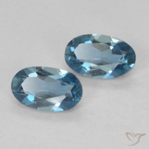 Gemas de topacio azul londres natural de 0,60 ct, corte óvalo, VVS-VS