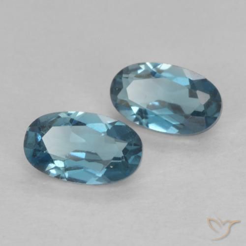 Gemas de Topacio Azul Londres natural de 0.60 ct, Ovalada, VVS-VS