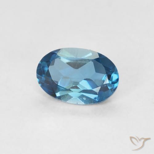 Topacio azul londres natural de 0,60 ct, corte óvalo, VVS