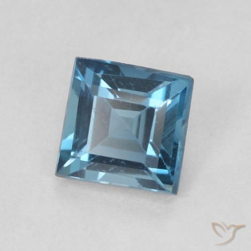 Topacio Azul Londres natural de 0.62 ct, Cuadrado, VVS-VS