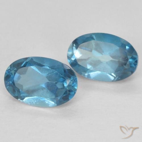Gemas de Topacio Azul Londres natural de 1.23 ct, Ovalada, VVS-VS