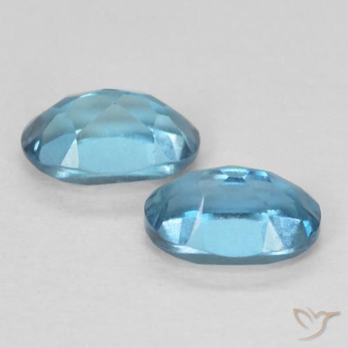 Gemas de Topacio Azul Londres natural de 1.23 ct, Ovalada, VVS-VS