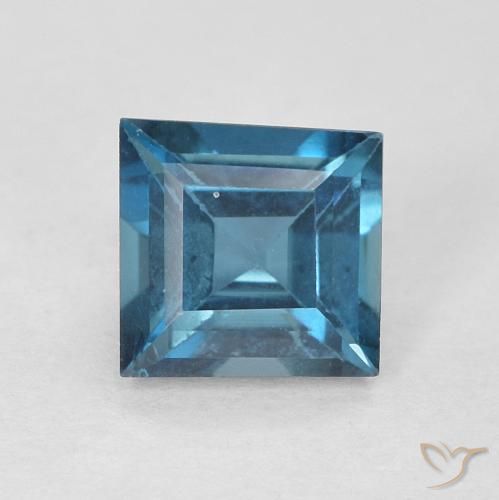 0.67ct Natural Azul Londres Topacio, Cuadrado, VVS-VS