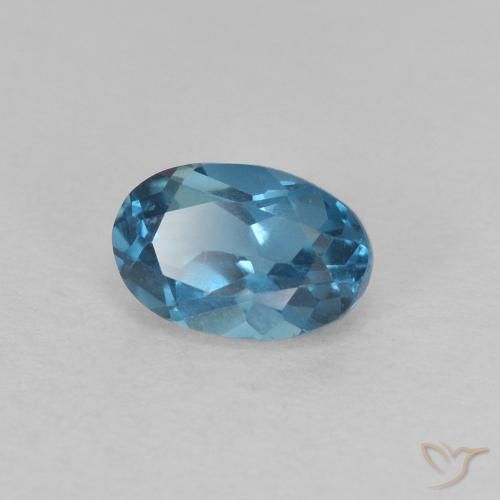 Topacio azul natural de 0,73 ct, corte óvalo, VVS-VS