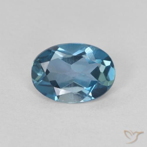 0.75ct Natural Azul Londres Topacio, Ovalada, VVS-VS