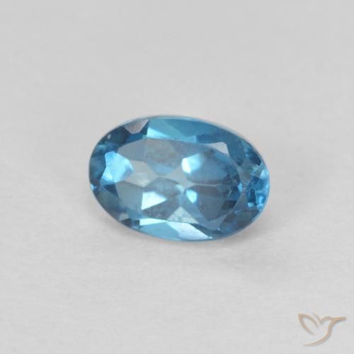 Topacio Azul Londres natural de 0.68 ct, Ovalada, VVS