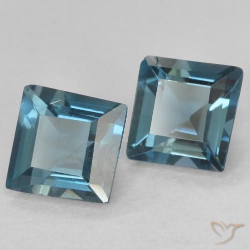 Gemas de Topacio Azul Londres natural de 1.41 ct, Cuadrado, VVS-VS
