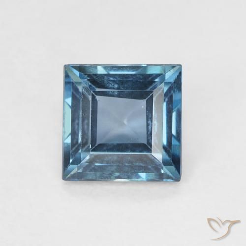 0.75ct Natural Azul Londres Topacio, Cuadrado, VVS-VS