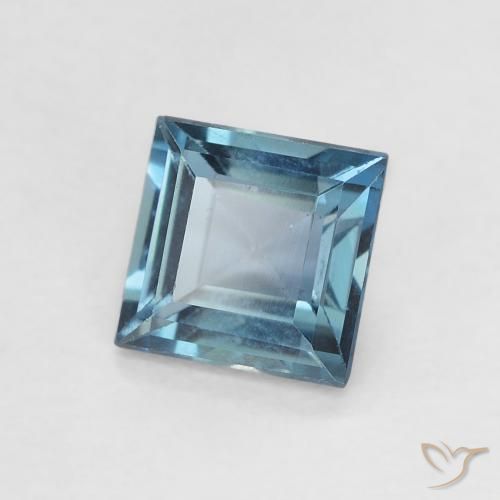 Topacio Azul Londres natural de 0.75 ct, Cuadrado, VVS-VS