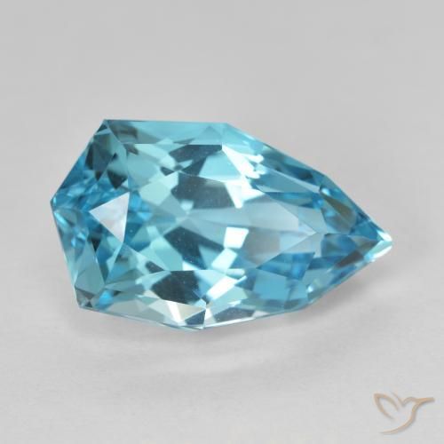 Topacio Azul Suizo natural de 10.85 ct, En forma de pera, VVS