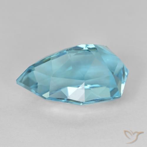 Topacio Azul Suizo natural de 10.85 ct, En forma de pera, VVS