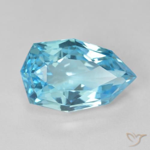 Topacio Azul Suizo natural de 10.90 ct, En forma de pera, VVS