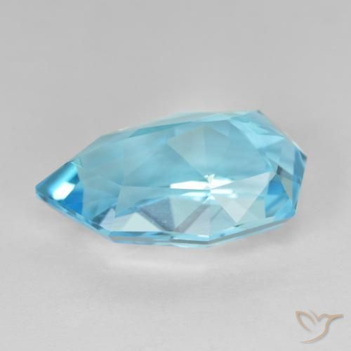 Topacio Azul Suizo natural de 10.90 ct, En forma de pera, VVS