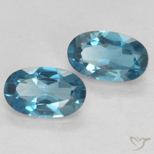 Gemas de Topacio Azul Londres natural de 0.59 ct, Ovalada, VVS-VS