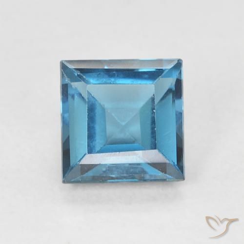 0.80ct Natural Azul Londres Topacio, Cuadrado, VVS-VS