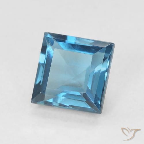 Topacio Azul Londres natural de 0.80 ct, Cuadrado, VVS-VS