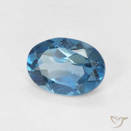Topacio Azul Londres natural de 0.80 ct, Ovalada, VVS-VS
