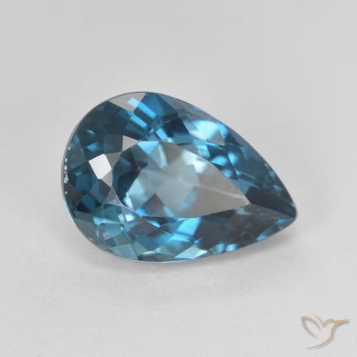 Topacio azul natural de 4,75 ct, en forma de pera, VVS-VS