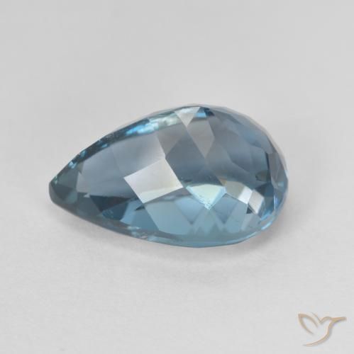 Topacio azul natural de 4,75 ct, en forma de pera, VVS-VS