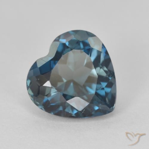 Topacio azul londres natural de 3,77 ct, forma de corazón, VVS-VS