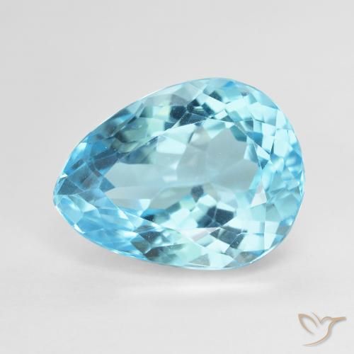 9.63ct Natural Azul Cielo Topacio, En forma de pera, VVS