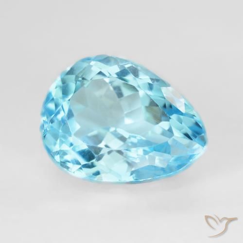 Topacio Azul Cielo natural de 9.63 ct, En forma de pera, VVS