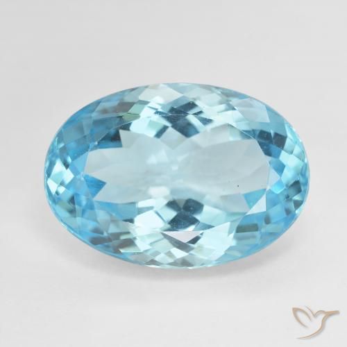 15.02ct Natural Azul Suizo Topacio, Ovalada, VVS-VS