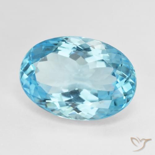 Topacio Azul Suizo natural de 15.02 ct, Ovalada, VVS-VS