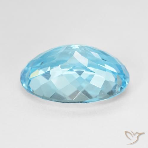 Topacio Azul Suizo natural de 15.02 ct, Ovalada, VVS-VS