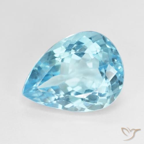 Topacio azul natural de 9,29 ct, en forma de pera, VVS-VS