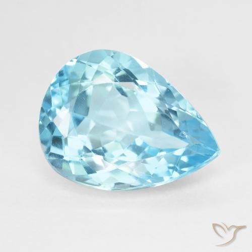 Topacio azul natural de 9,29 ct, en forma de pera, VVS-VS