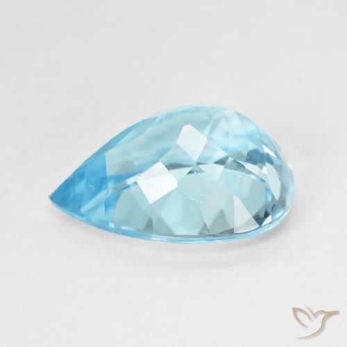 Topacio azul natural de 9,29 ct, en forma de pera, VVS-VS