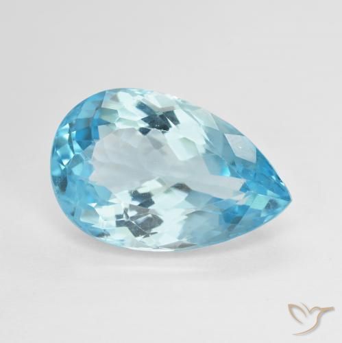 Topacio Azul Suizo natural de 12.40 ct, En forma de pera, VVS-VS
