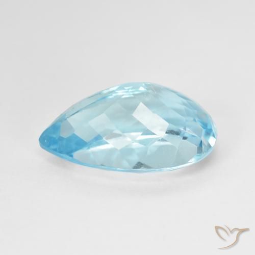 Topacio Azul Suizo natural de 12.40 ct, En forma de pera, VVS-VS