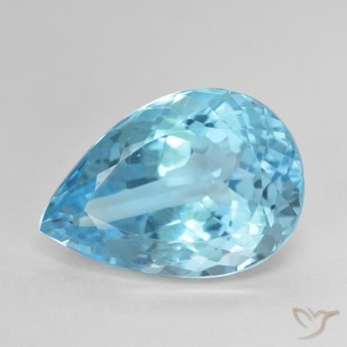 12.53ct Natural Azul Suizo Topacio, En forma de pera, VVS